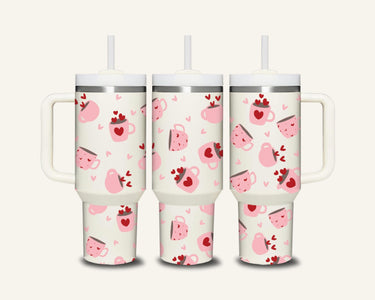 Pink Coffee Tumbler with Side Handle